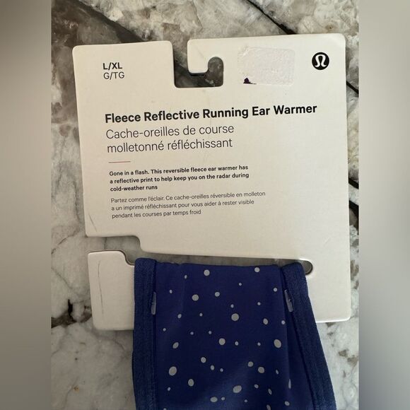 NWT New LULULEMON Fleece Reflective Running Ponytail Ear Warmer Blue Silver L XL main image 7